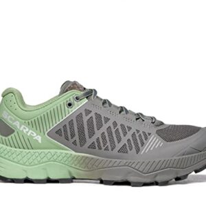 SCARPA Women's Spin Ultra Trail Shoes for Hiking and Trail Running - Shark/Mineral Green - 8 Women/7 Men