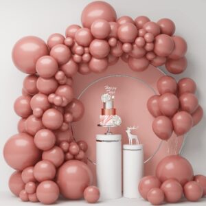 dusty rose balloons different sizes, 105pcs dusty pink balloon garland arch kit 18 12 10 5inch latex wedding mauve balloon, engagement birthday baby shower bride anniversary gender reveal party decor