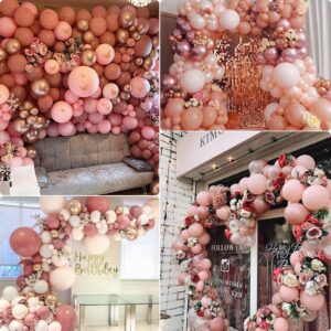 Dusty Rose Balloons Different Sizes, 105Pcs Dusty Pink Balloon Garland Arch Kit 18 12 10 5Inch Latex Wedding Mauve Balloon, Engagement Birthday Baby Shower Bride Anniversary Gender Reveal Party Decor