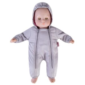 Rakki Dolli Doll Clothes Winter Romper Hooded Romper Grey Outfit Snowsuit Thick Polar Fleece Warm Jumpsuit Fits 18" American Girl Doll 010