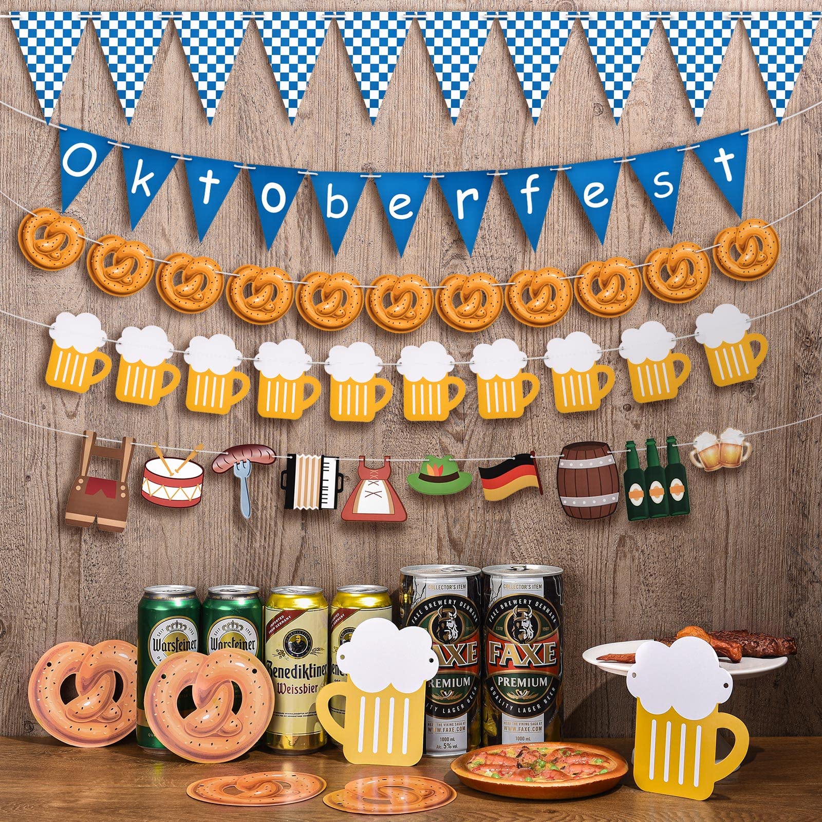 5 Pcs Oktoberfest Flag Banner Beer Oktoberfest Decorations Oktoberfest Garland Bavarian Flag Pennant Banner Bavarian Party Supplies Oktoberfest Sign Banner German Party Bunting for Photo Booth Table