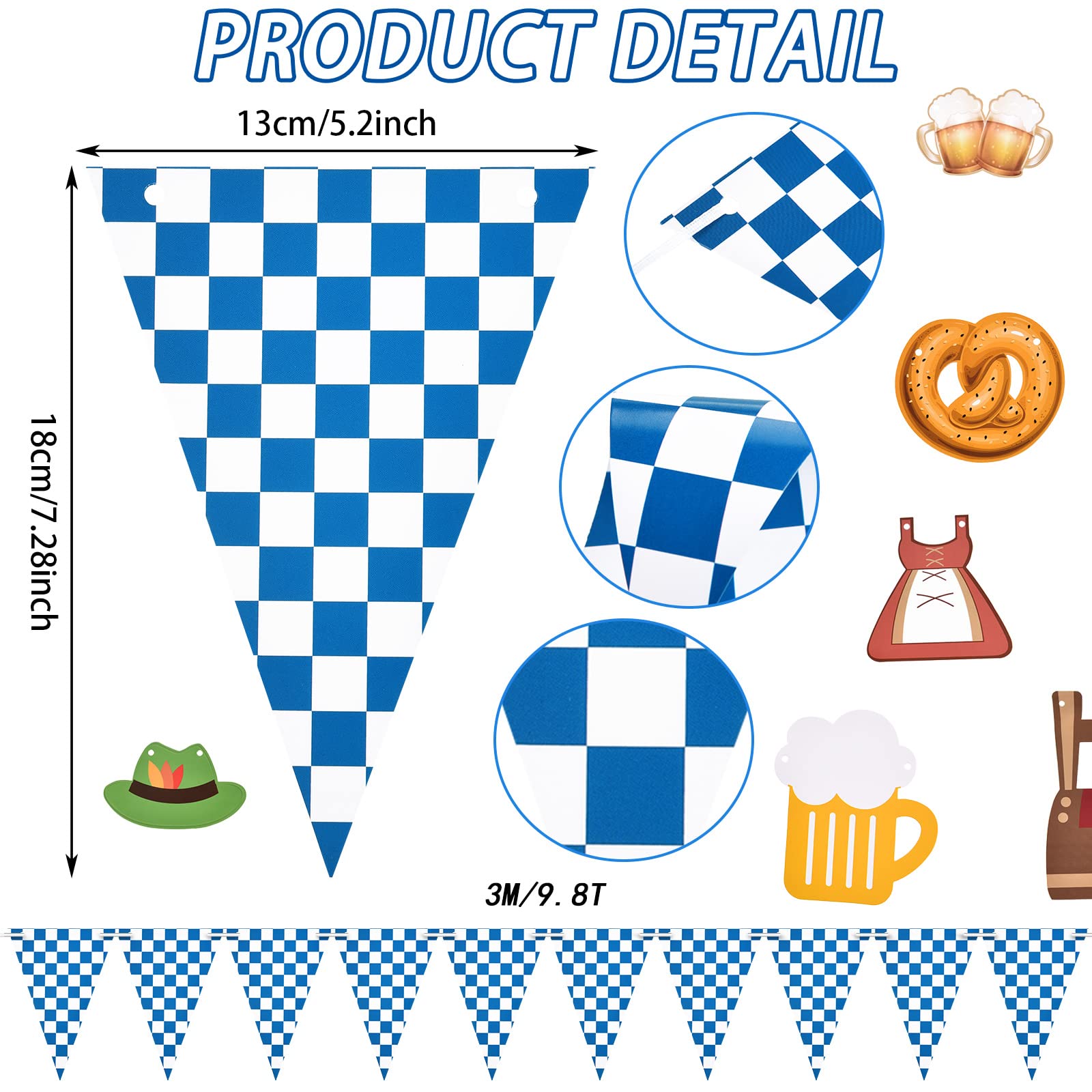 5 Pcs Oktoberfest Flag Banner Beer Oktoberfest Decorations Oktoberfest Garland Bavarian Flag Pennant Banner Bavarian Party Supplies Oktoberfest Sign Banner German Party Bunting for Photo Booth Table