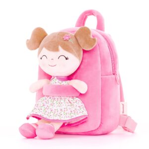 gloveleya kids backpack toddler backpack soft plush flower fairy girl doll backpack pink 9"