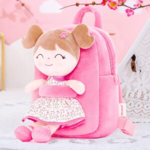 Gloveleya Kids Backpack Toddler Backpack Soft Plush Flower Fairy Girl Doll Backpack Pink 9"