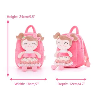 Gloveleya Kids Backpack Toddler Backpack Soft Plush Flower Fairy Girl Doll Backpack Pink 9"