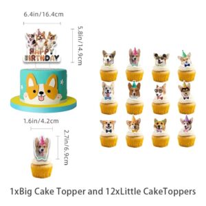 Corgi Party Decorations Backdrop Banner Photography Background Cute Corgi Theme Banner Balloons Cake Toppers Cupcake Toppers Pet Party Kit For Corgi Dog Birthday Party Supplies Decor