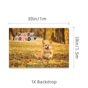 Corgi Party Decorations Backdrop Banner Photography Background Cute Corgi Theme Banner Balloons Cake Toppers Cupcake Toppers Pet Party Kit For Corgi Dog Birthday Party Supplies Decor