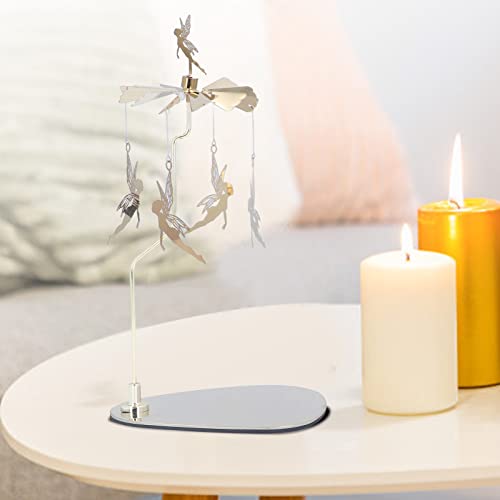 Garosa Round Triangular Tray Rotating Candlestick Scented Candle Romantic Revolving Lantern Table Rotating Candle Holder Spinning Candle Holder for Home Decoration Party(Little Fairy)