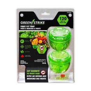 greenstrike 2-pack fruit fly traps for indoors use. 120 days solution – gnat trap and effective fruit fly trap – easy to use – best for kitchen – dining areas - reusable