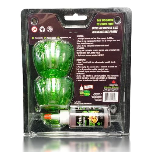 GREENSTRIKE 2-Pack Fruit Fly Traps for Indoors use. 120 Days Solution – Gnat Trap and Effective Fruit Fly Trap – Easy to Use – Best for Kitchen – Dining Areas - Reusable