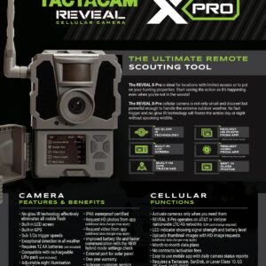 TACTACAM Reveal X PRO Cellular Trail Camera, Verizon and AT&T, NO Glow, Integrated GPS Tracking, Built in LCD Screen, HD Photo and HD Video (X-PRO)