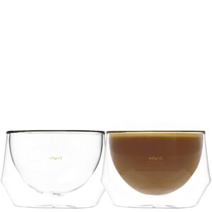 kruve imagine milk drink glass, hand made, double-wall, set of two (10oz/300ml latte plus)