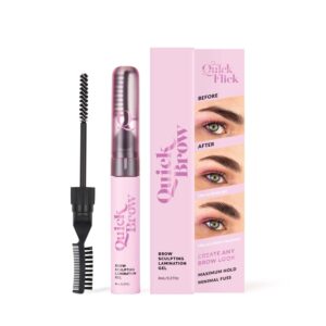 the quick flick - quick brow 2-in-1 brow lamination and sculpting gel, unique eyebrow gel and brow wax hybrid formula, all-day hold brow gel and laminate eyebrow makeup with double-sided comb, 8 ml