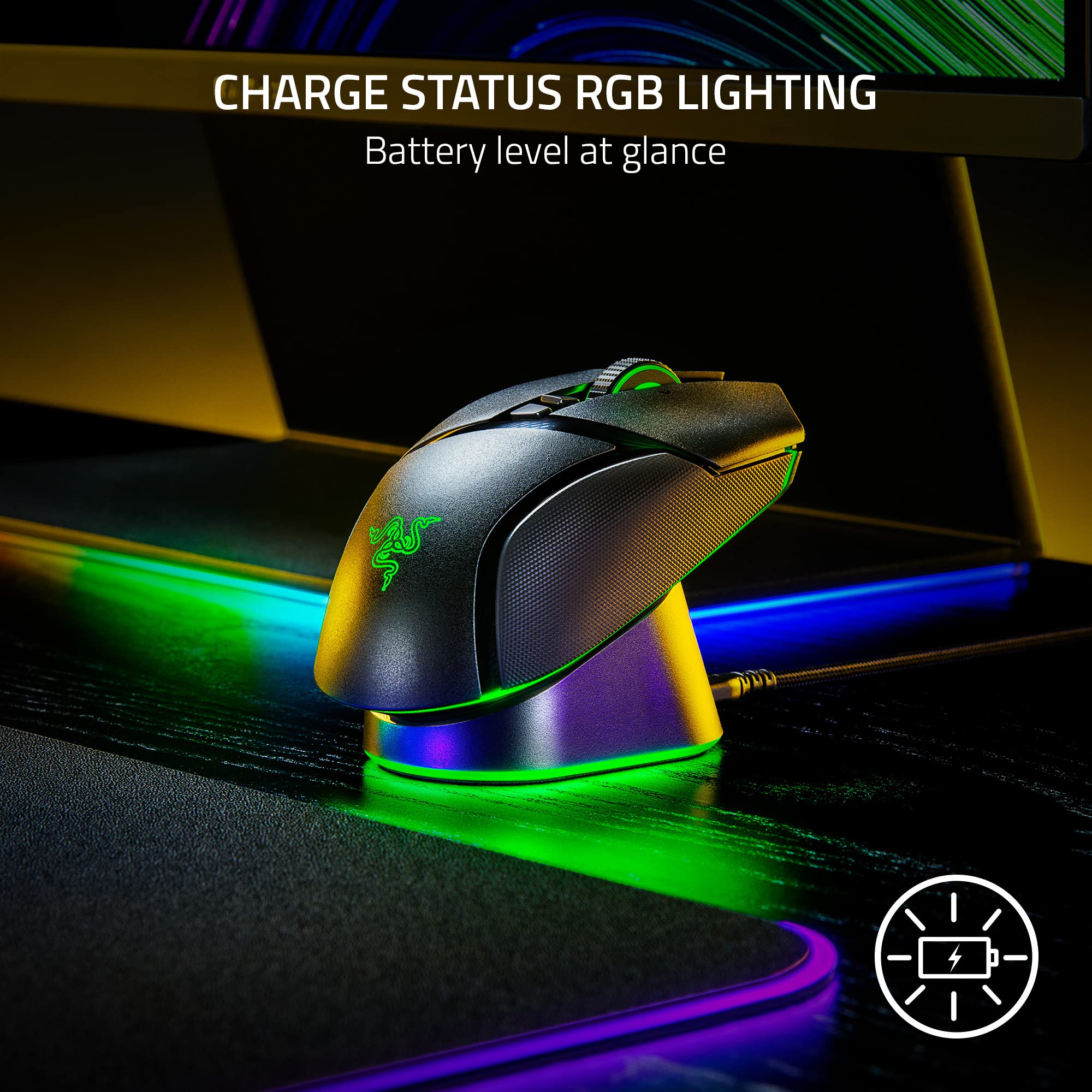 Razer Mouse Dock Pro with Wireless Charging Puck: Magnetic Wireless Charging - Integrated HyperPolling 8K Hz Transceiver - Anti-Slip Base - Chroma RGB Lighting - Classic Black
