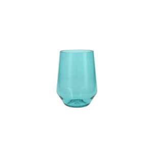 Fortessa Sole Copolyester Outdoor Drinkware, Stemless Wine Glass, Aqua Sky Blue Green