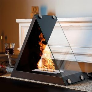 NEWIMAGE Tabletop Fire Pit, Fire Bowl 14.5" H Portable Tabletop Fireplace Clean Burning Bio Ethanol Ventless Fireplace for Indoor Outdoor Patio Parties Events（Triangles）