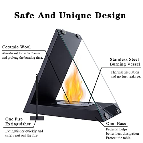 NEWIMAGE Tabletop Fire Pit, Fire Bowl 14.5" H Portable Tabletop Fireplace Clean Burning Bio Ethanol Ventless Fireplace for Indoor Outdoor Patio Parties Events（Triangles）