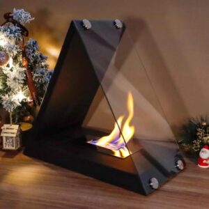 NEWIMAGE Tabletop Fire Pit, Fire Bowl 14.5" H Portable Tabletop Fireplace Clean Burning Bio Ethanol Ventless Fireplace for Indoor Outdoor Patio Parties Events（Triangles）