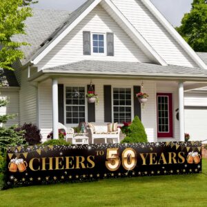 cheers to 50 years yard sign banner, happy 50th birthday decorations for men women, 50th anniversary, reunion decorations, black gold 50 years celebration party decor for outdoor indoor, vicycaty
