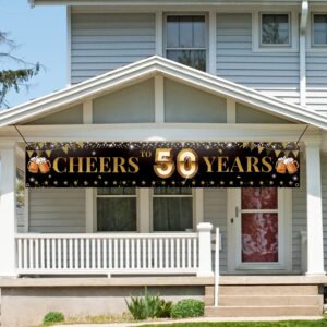 Cheers to 50 Years Yard Sign Banner, Happy 50th Birthday Decorations for Men Women, 50th Anniversary, Reunion Decorations, Black Gold 50 Years Celebration Party Decor for Outdoor Indoor, Vicycaty