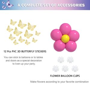 ZFUNBO Balloon Garland Arch Kit, 155pcs Birthday Party Balloons Garland For Magic House Themed Party Decor - Plum Clip, 3D Butterfly Stiker for Baby Shower Gender Reveal Birthday Party