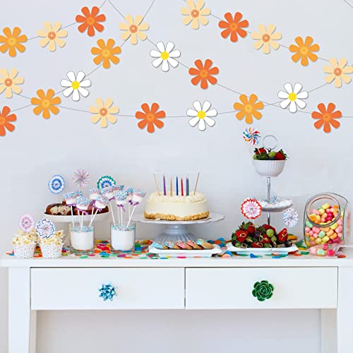 Daisy Groovy Boho Party Banners Daisy Garland Kit Daisy Hanging Swirl Daisy Party Supplies Decorations Daisy Paper Cutouts for One Two Birthday Baby Shower Party Home Classroom Favor Supplies Decor