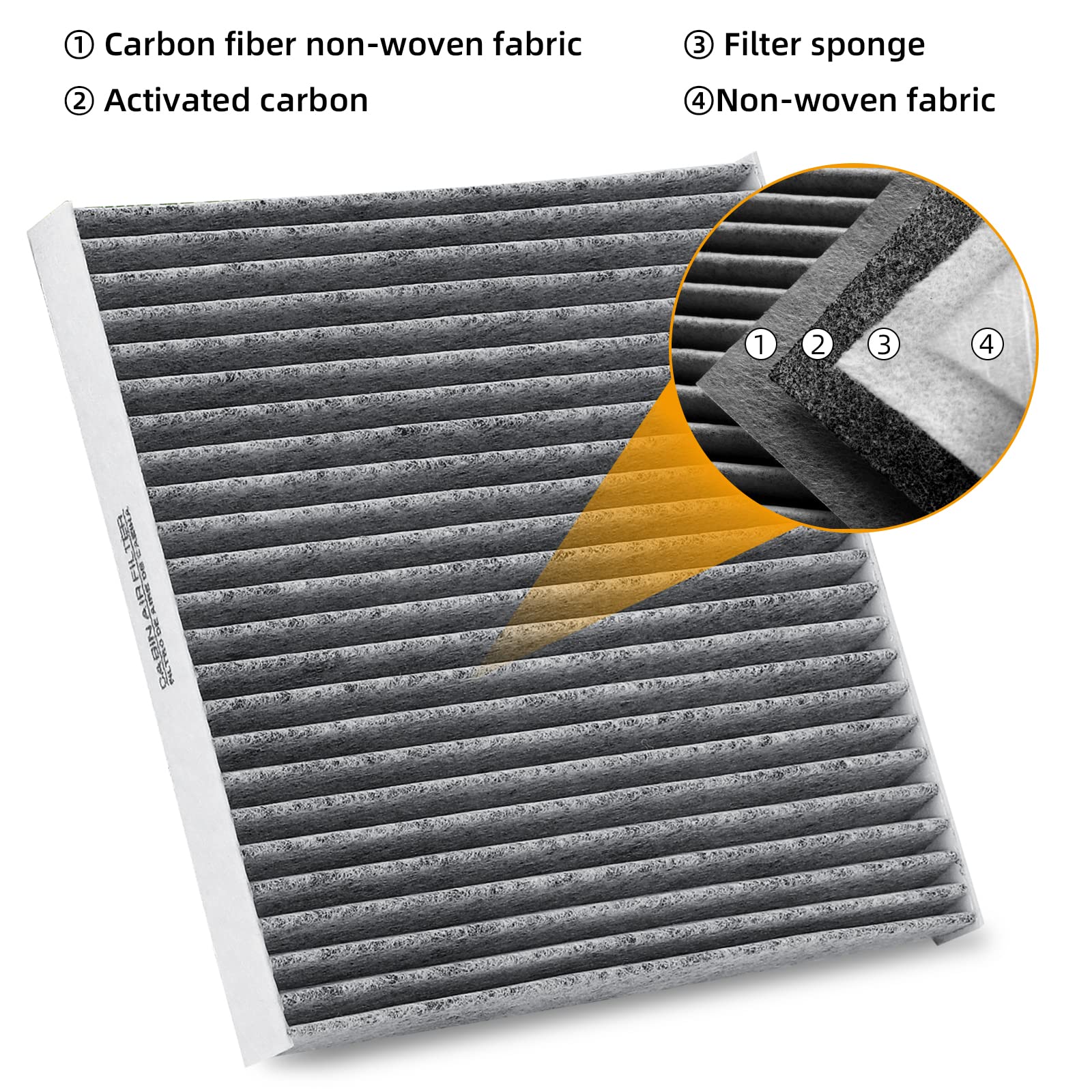 6033C(CF10374) Cabin Air Filter w/Activated Carbon Compatible with Toyota Tacoma 2005-2021,Dodge Dart 2013-2016,Pontiac Vibe 2003-2008.