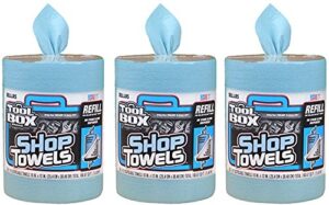 3 set - blue shop towel refill for big grip dispenser bucket, (200-ct.)