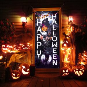 Happy Halloween Door Cover for Halloween Door Decoration, Large Fabric Halloween Party Decorations Window Door Cover for Front Door Decoration Halloween Party Supplies Indoor Outdoor, 5.9 x 2.5 Feet