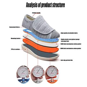 YOGYE Arthritis Edema Adjustable Closure Toe Swollen Feet Slippers,Breathable Mesh Sneakers for Elderly Diabetic Edema Swollen Feet,Light Grey▁41