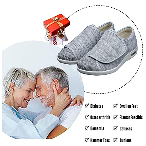 YOGYE Arthritis Edema Adjustable Closure Toe Swollen Feet Slippers,Breathable Mesh Sneakers for Elderly Diabetic Edema Swollen Feet,Light Grey▁41