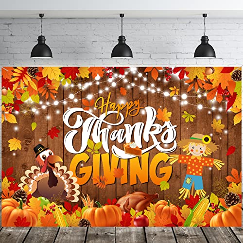 Happy Thanksgiving Background - Thanksgiving Banner Decoration Fall Pumpkin Turkey Maple Leaf Fall Party Decorations Thanksgiving Photography Background