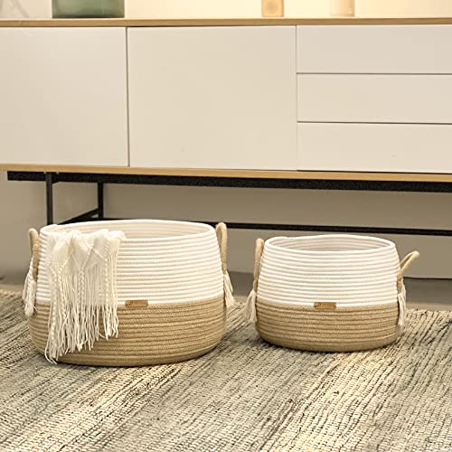 R RUNKA Large Basket for Toys - Boho Baskets for Living Room,Bedroom,Nursery- Pack of 2-15.7"x 11.8" & 11.8"x9.8"