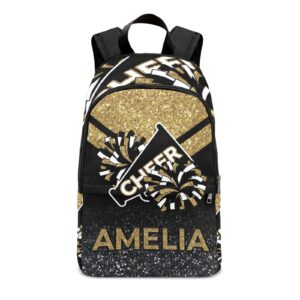 yeshop cheerleader gold personalized backpack for teen boys girls,custom travel backpack bookbag casual bag name gift
