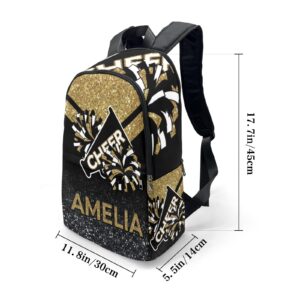 Yeshop Cheerleader Gold Personalized Backpack for Teen Boys Girls,Custom Travel Backpack Bookbag Casual Bag Name Gift