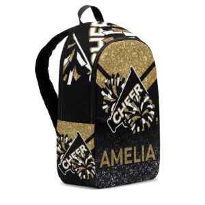 Yeshop Cheerleader Gold Personalized Backpack for Teen Boys Girls,Custom Travel Backpack Bookbag Casual Bag Name Gift