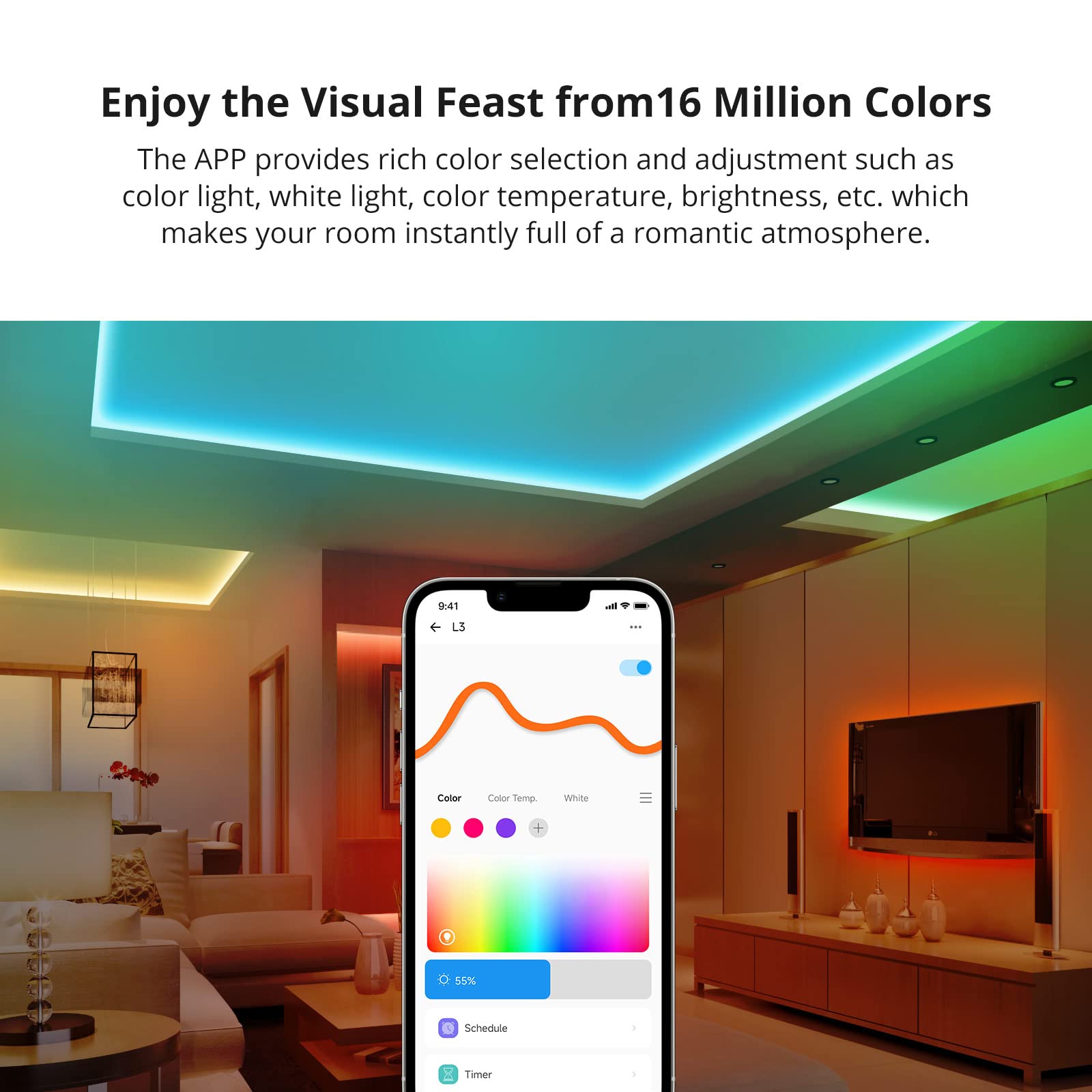 SONOFF L3 Smart WiFi Led Strip Lights, Alexa Led Strip Lights for Bedroom, Room, 16.4ft RGB 5050 Color Changing Led Lights, APP/Voice Control