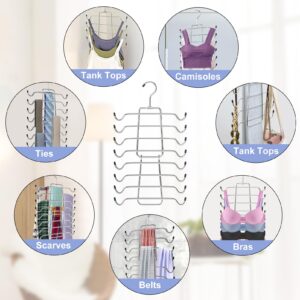 2Pcs Tank Top Hangers Space Saving Hanger Organizer Bra Hangers for Closet Organizer 360° Rotating Metal Closet Organizers and Storage Lingerie Hangers for Cami Bras Belts Swimsuits Lingeries Silver