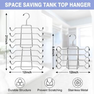 2Pcs Tank Top Hangers Space Saving Hanger Organizer Bra Hangers for Closet Organizer 360° Rotating Metal Closet Organizers and Storage Lingerie Hangers for Cami Bras Belts Swimsuits Lingeries Silver