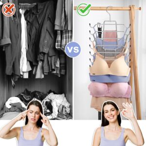 2Pcs Tank Top Hangers Space Saving Hanger Organizer Bra Hangers for Closet Organizer 360° Rotating Metal Closet Organizers and Storage Lingerie Hangers for Cami Bras Belts Swimsuits Lingeries Silver