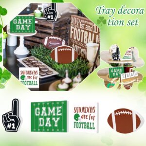 Fall Farmhouses Rustic Football Tiered Tray Decorations Table Decorations for Autumn Thanksgiving Harvest (AS Shown)