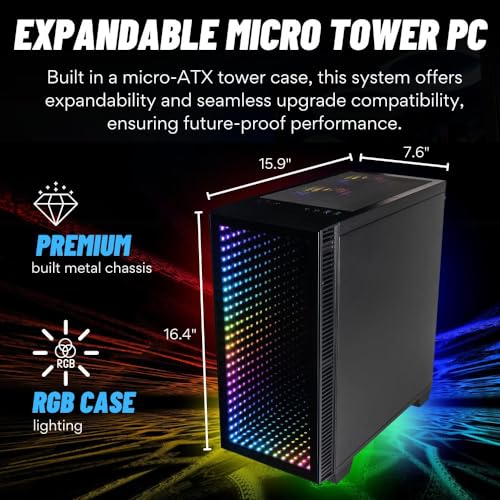 Empowered PC Continuum Micro Gaming Desktop - NVIDIA GeForce RTX 4070 12GB, AMD 8-Core Ryzen 7 5700X3D Processor, 32GB RAM, 512GB NVMe SSD + 2TB HDD, WiFi, Windows 11 Home - RGB Gamer Computer