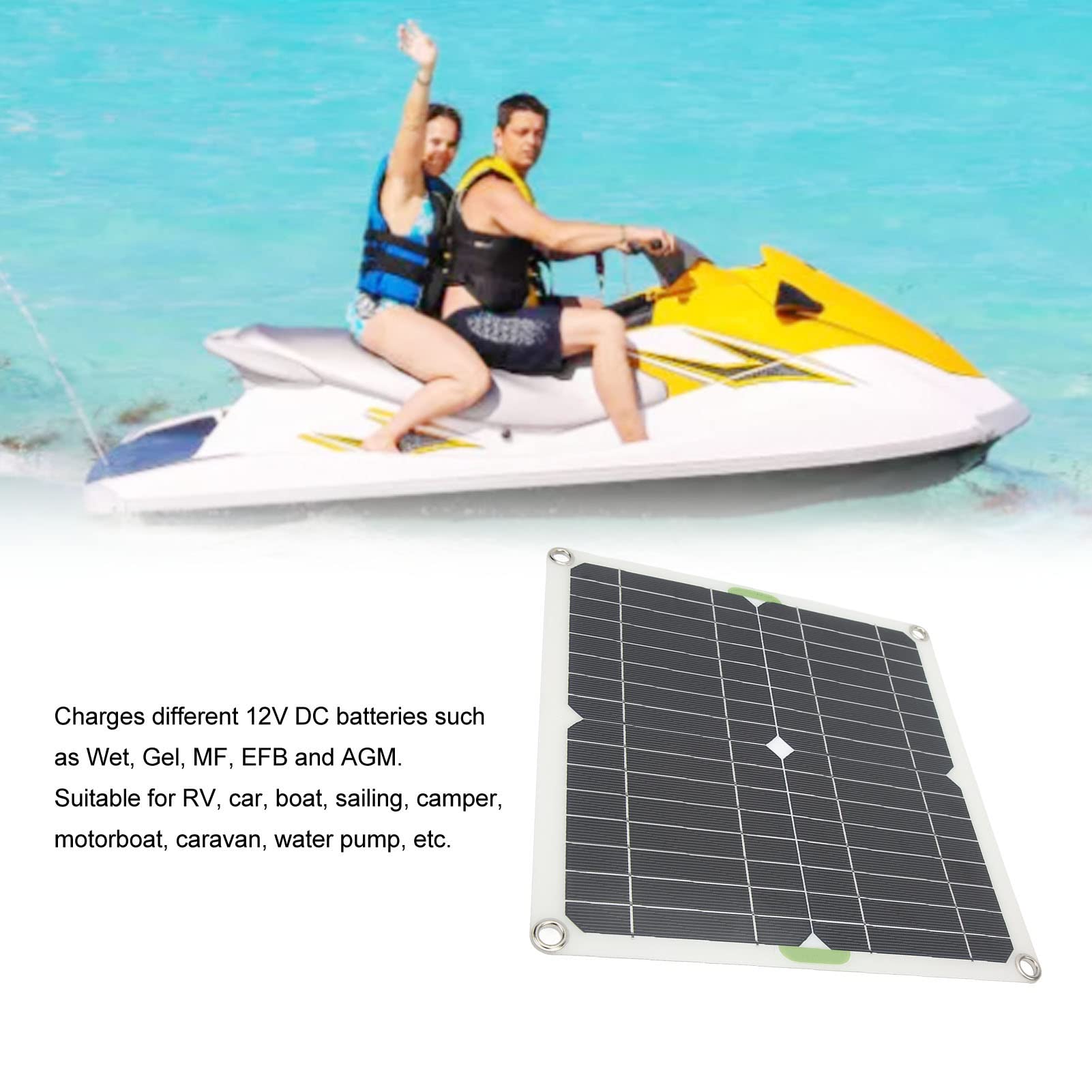 Portable Solar Panel Kit - 200W 12V Monocrystalline Solar Panel Kit, IP65 Waterproof Solar Battery with Battery Clip, Cigarette Lighter Wire, 10 in 1 USB Harness