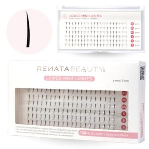 rb renata beauty false bottom lashes – 120pcs lower lashes – premium individual eyelashes short 5mm/6mm – synthetic fiber – faux individual extensions with invisible flat band – matte black