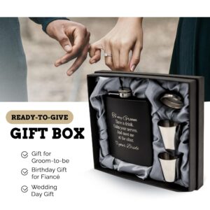 Groom Gifts from Bride on Wedding Day, Gifts for Groom to be, Fiance Gifts for Him, Bride and Groom Flask, Groom Gift, Groom Engagement, Wedding Gift for Husband, Future Husband Gifts, Hip Flask (GB)