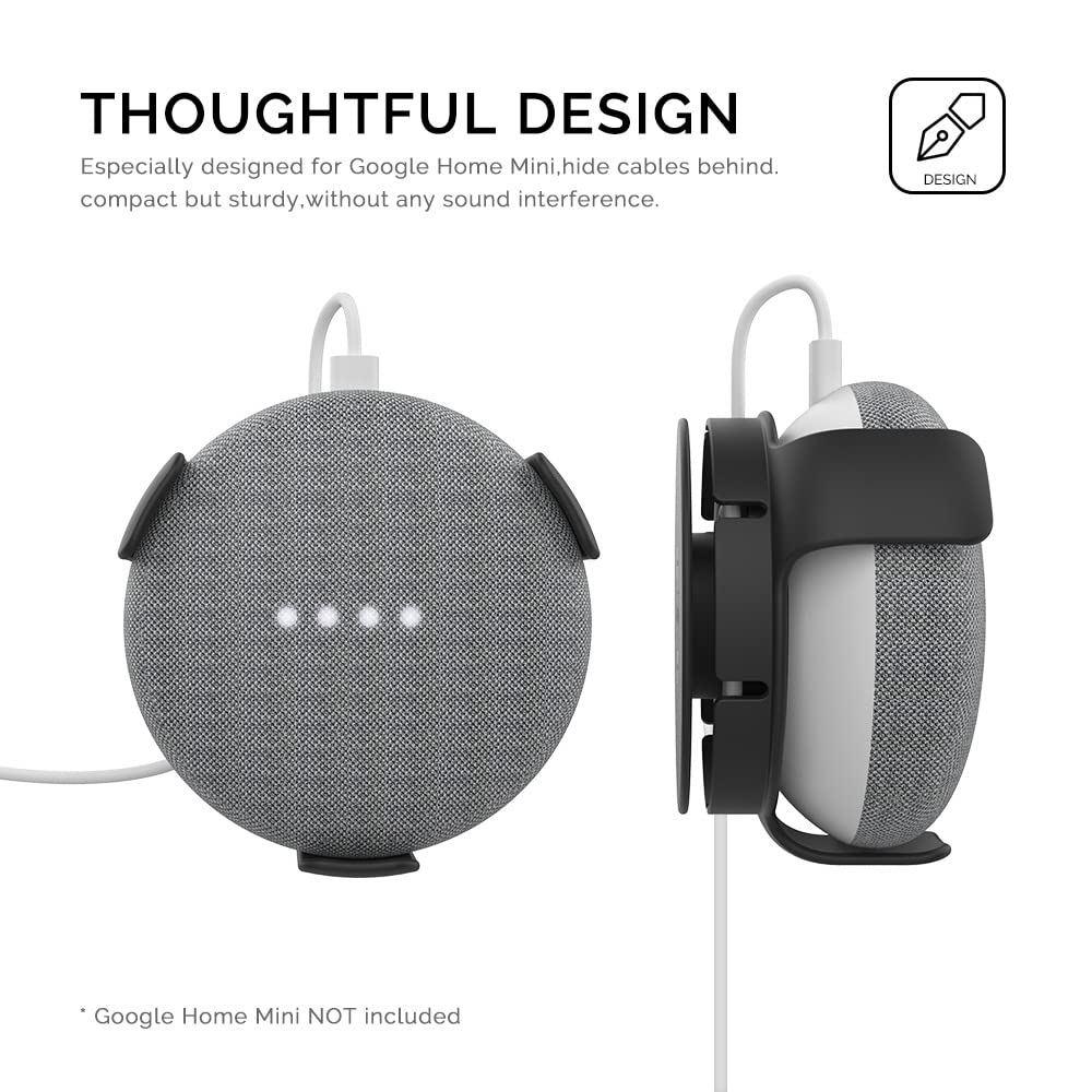 Wall Mount Stand for Google Home Mini/Dot 3rd Generation Voice Assistants Cord Storage Wall Mount(Black)