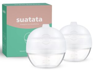 suatata wearable breast pump︱milk catcher / collector for breastfeeding relief with pumping function︱silicone reusable nursing pads for the let-down︱breast feeding essencials (2pcs)