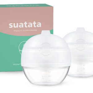 Suatata Wearable Breast Pump︱Milk Catcher / Collector for Breastfeeding Relief with Pumping Function︱Silicone Reusable Nursing Pads for The Let-Down︱Breast Feeding Essencials (2Pcs)