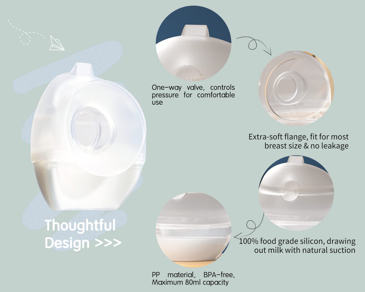 Suatata Wearable Breast Pump︱Milk Catcher / Collector for Breastfeeding Relief with Pumping Function︱Silicone Reusable Nursing Pads for The Let-Down︱Breast Feeding Essencials (2Pcs)