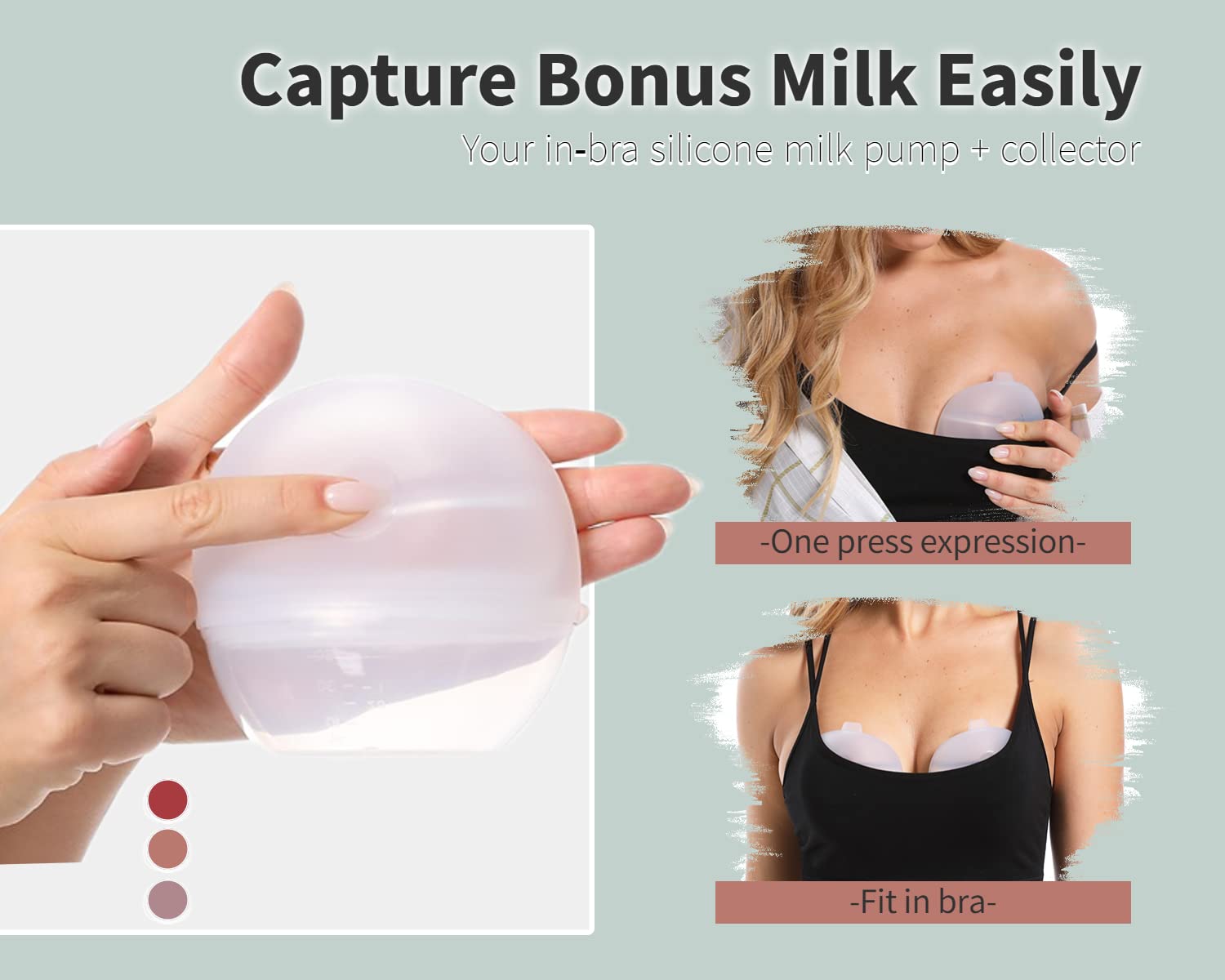 Suatata Wearable Breast Pump︱Milk Catcher / Collector for Breastfeeding Relief with Pumping Function︱Silicone Reusable Nursing Pads for The Let-Down︱Breast Feeding Essencials (2Pcs)